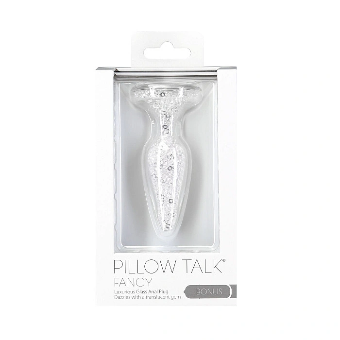 Стеклянная анальная пробка Pillow Talk Fancy Luxurious Glass Anal Plug, ⌀3,1см, вибропуля в подарок