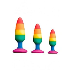Силиконовая анальная пробка Wooomy Hiperloo Silicone Rainbow Plug L, диаметр 3,9 см, длина 13,1 см