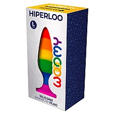 Силиконовая анальная пробка Wooomy Hiperloo Silicone Rainbow Plug L, диаметр 3,9 см, длина 13,1 см