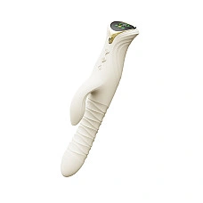 Смарт пульсатор-кролик с вибрацией Zalo Mose 2 Ivory White, подогрев до 42 °C, кристалл Swarovski