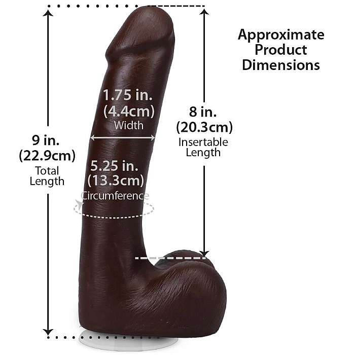 Фалоімітатор Doc Johnson The Realistic Cock ULTRASKYN - 9 Inch with Balls Chocolate