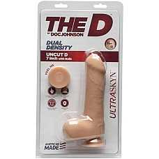 Фалоімітатор Doc Johnson The D - Uncut D - 7 Inch With Balls ULTRASKYN, діаметр 4,5 см, необрізаний