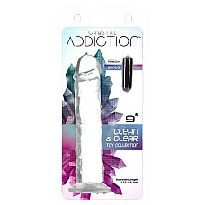 Прозрачный фаллоимитатор на присоске ADDICTION Vertical Dong 9″, вибропуля в подарок