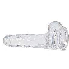 Прозрачный фаллоимитатор на присоске ADDICTION — Clear Dildo with Balls 8″, вибропуля в подарок