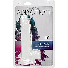 Прозрачный фаллоимитатор на присоске ADDICTION — Clear Dildo with Balls 8″, вибропуля в подарок