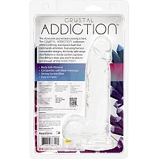 Прозрачный фаллоимитатор на присоске ADDICTION — Clear Dildo with Balls 8″, вибропуля в подарок
