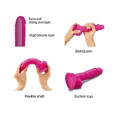 Реалістичний фалоімітатор Strap-On-Me Sliding Skin Realistic Dildo Fuchsia - S, ефект рухливої шкіри