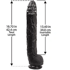 Фаллоимитатор Doc Johnson Dick Rambone Cock Black (в ПЭ пакете!), диаметр 6см, длина 42см, ПВХ