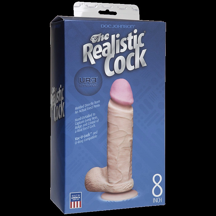 Фалоімітатор Doc Johnson The Realistic Cock 8 inch White - ULTRASKYN, Vack-U-Lock, діаметр 5,1 см