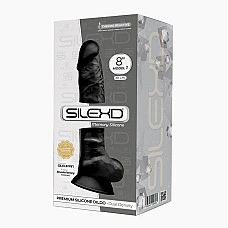 Фалоімітатор SilexD Vetus Black (MODEL 1 size 8in), двошаровий, силікон + Silexpan, діаметр 4,2см