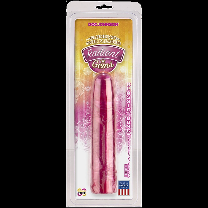 Фалоімітатор Doc Johnson Radiant Gems 8 Inch Fuchsia, діаметр 4,3 см, антибактеріальний ПВХ