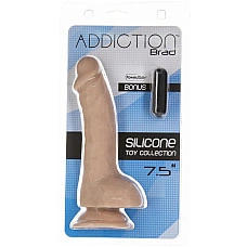 Вигнутий фалоімітатор на присосці ADDICTION — BRAD 7,5″ Dildo With Balls, Beige