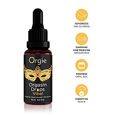 Збуджувальні краплі для клітора Orgie Orgasm Drops Vibe!, 15 мл, тепло-холод, ефект вібрації