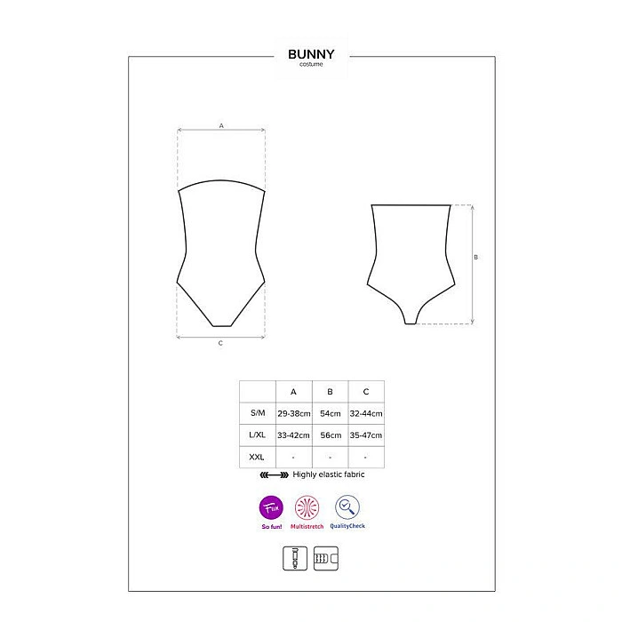 Еротичний костюм кролика Obsessive Bunny costume L/XL, black, боді, чокер, гартери, панчохи, маска