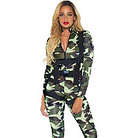 Эротический костюм десантницы Leg Avenue Pretty Paratrooper L, комбинезон, портупея