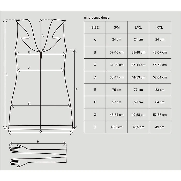 Эротический костюм медсестры Obsessive Emergency dress S/M, white, платье, стринги, перчатки, чепчик, стетоскоп