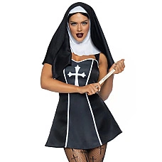 Костюм монашки Leg Avenue Naughty Nun L, платье, головной убор