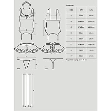 Эротический костюм горничной с юбкой Obsessive Housemaid 5 pcs costume S/M, black, топ, юбка, стринги, повязка на голову, чулки