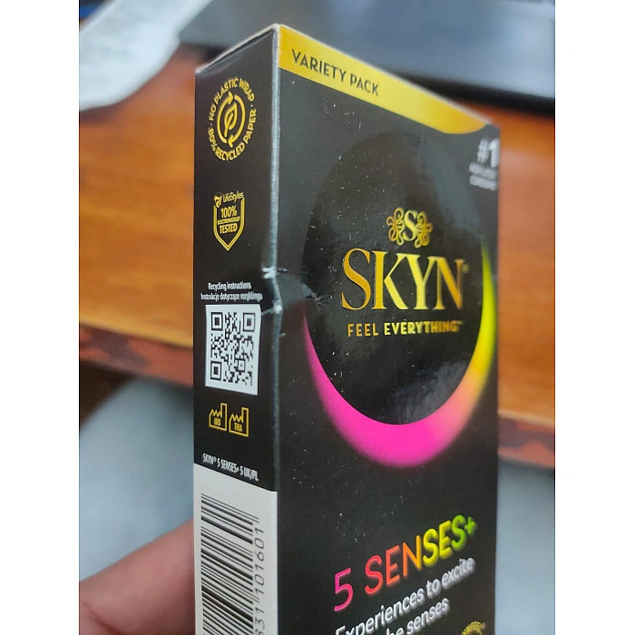Безлатексные премиум-презервативы SKYN 5 Senses, 5 видов (5 шт) (мятая упаковка!!!)