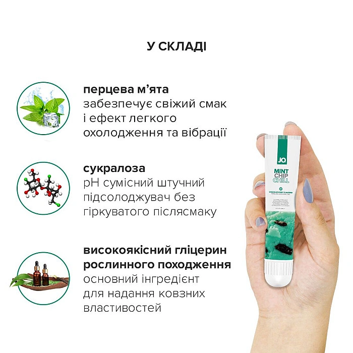 Гель для клітора System JO — Mint Chip Chill (10 мл), можна для поцілунків, вібрація з охолодженням