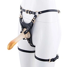 Страпон LOCKINK SEVANDA Queen Sheba Strapon Golden Dildo, регулируемые крепления, силиконовый дилдо