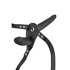 Двойной страпон с вибрацией Fetish Tentation Vibrating Strap-On with Double Dildo Black