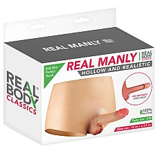 Силиконовые трусики с полым фаллоимитатором Real Body Real Manly Hollow, S/M, для него