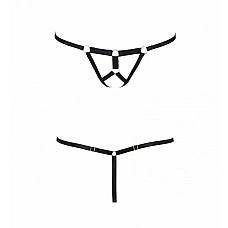 Трусики стрінги зі стреп Passion Exclusive ARMANDA THONG XXL/XXXL, black