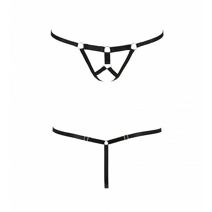 Трусики стринги из стреп Passion Exclusive ARMANDA THONG XXL/XXXL, black