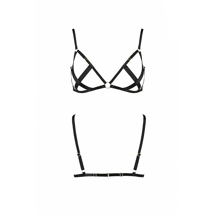 Открытый бюстгальтер-стрепы Passion Exclusive NICKY BRA S/M, black