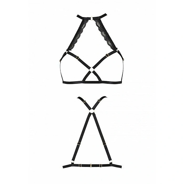 Портупея из стреп с кружевом Passion Exclusive LORRY BRA S/M, black