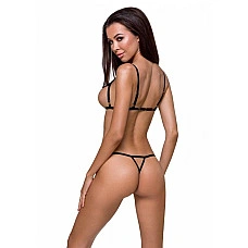 Відверті трусики-стрепи з мереживом Passion Exclusive SOLON THONG XXL/XXXL, black