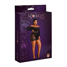 Сукня-бодістокінг Moonlight Plus Model 07 XL-XXXL Black, довгий рукав