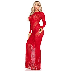 Платье с длинным рукавом Leg Avenue Lace and Net Bodycon Gown One Size, Red