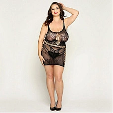 Сітчаста сукня з метеликами JSY «Сексапільна Емілі» Plus Size, Black, імітація шнурівки, мереживо