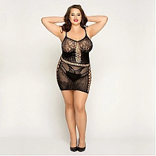 Сітчаста сукня з метеликами JSY «Сексапільна Емілі» Plus Size, Black, імітація шнурівки, мереживо