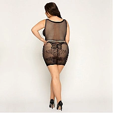 Сітчаста сукня з метеликами JSY «Сексапільна Емілі» Plus Size, Black, імітація шнурівки, мереживо