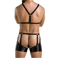 Комплект эротического мужского белья Passion 047 SET JOHN L/XL Black, трусы, портупея