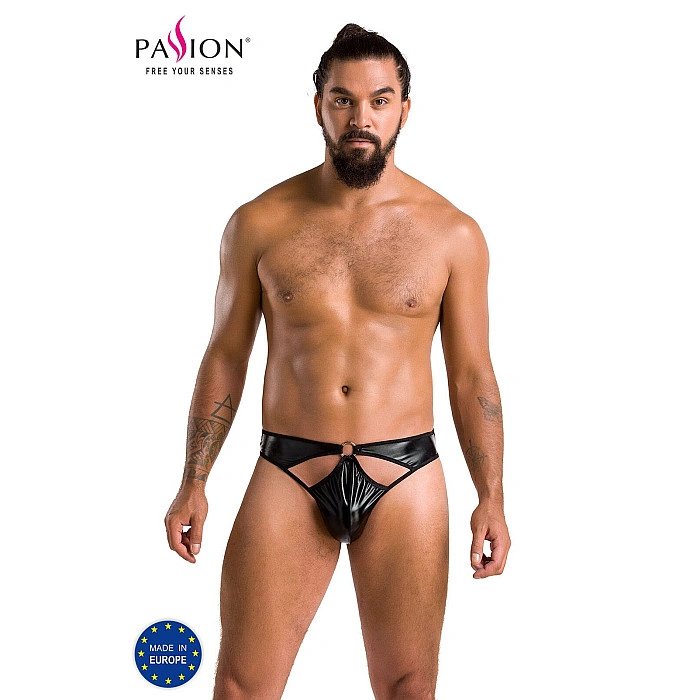 Мужские стринги Passion 033 THONG PAUL XXL/XXXL Black, под латекс