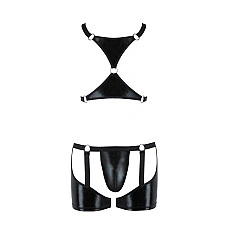 Комплект эротического мужского белья Passion 047 SET JOHN S/M Black, трусы, портупея