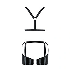 Комплект эротического мужского белья Passion 047 SET JOHN XXL/XXXL Black, трусы, портупея