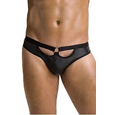 Мужские слипы с вырезами Passion 041 SLIP JOE L/XL Black, экокожа, открытые ягодицы