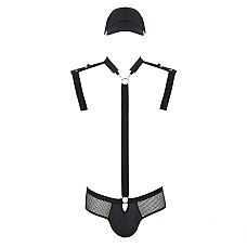 Комплект эротического мужского белья Passion 038 JOHN SET L/XL Black, боди, кепка