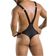 Чоловіче боді з люверсами Passion 028 HARRY XXL/XXXL Black, екошкіра, на шлейках