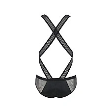 Чоловіче еротичне сітчасте боді Passion 045 VICTOR S/M Black, екошкіра, сітка