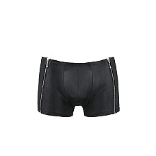 Чоловічі шкіряні боксери з блискавками Passion 049 SHORT MATT L/XL Black