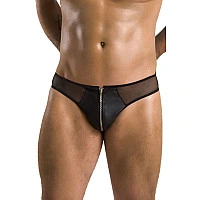 Мужские слипы на молнии Passion 042 SLIP TIMMY S/M Black, экокожа, сетка