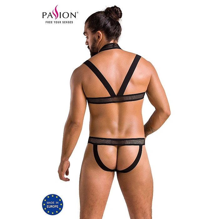 Комплект мужского белья с креплениями Passion 043 JACOB L/XL Black, трусы, шлейка