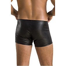 Чоловічі шкіряні боксери з блискавками Passion 049 SHORT MATT XXL/XXXL Black
