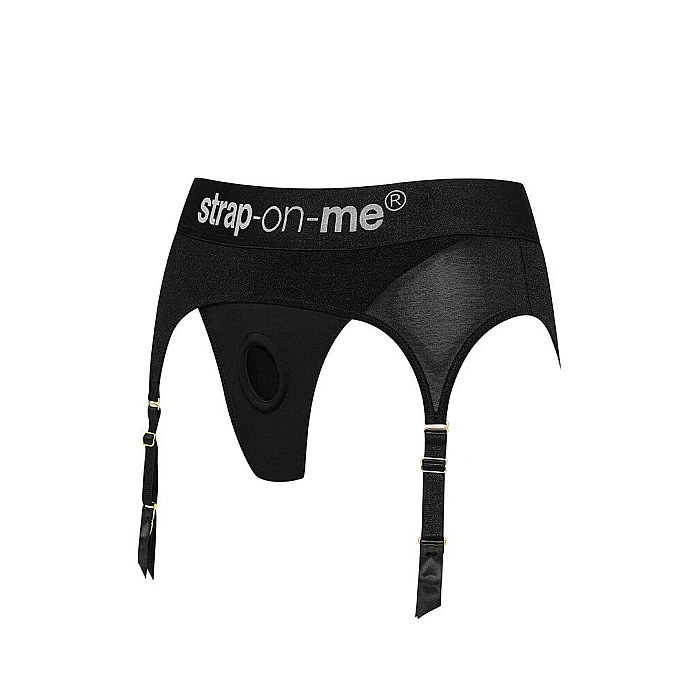 Трусы для страпона с подвязками для чулок Strap-On-Me REBEL HARNESS - M